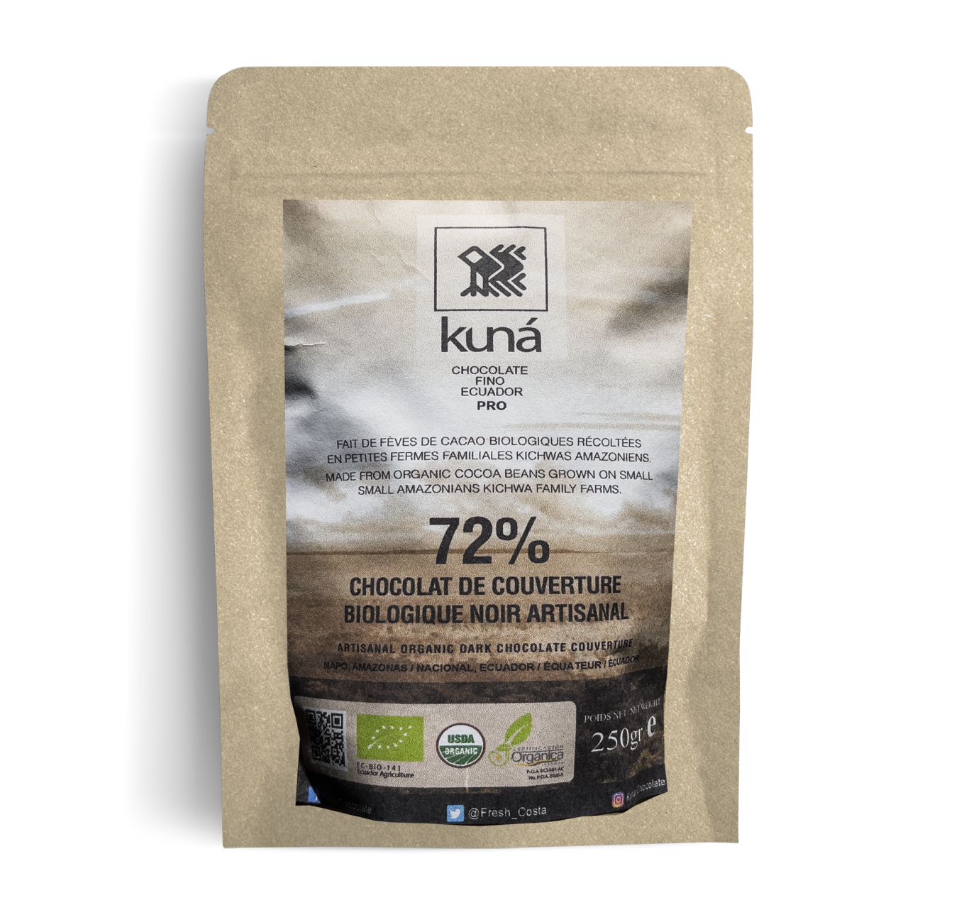 71% Artisanal organic dark chocolate couverture