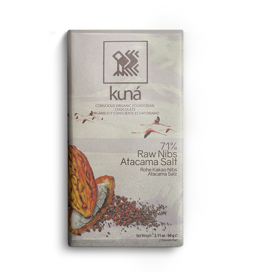 Kuná chocolate with raw cocoa nibs and Atacama salt