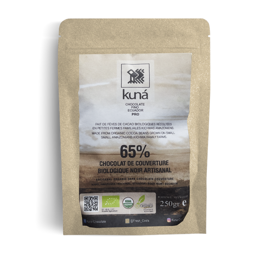 65% Artisanal organic dark chocolate coverture